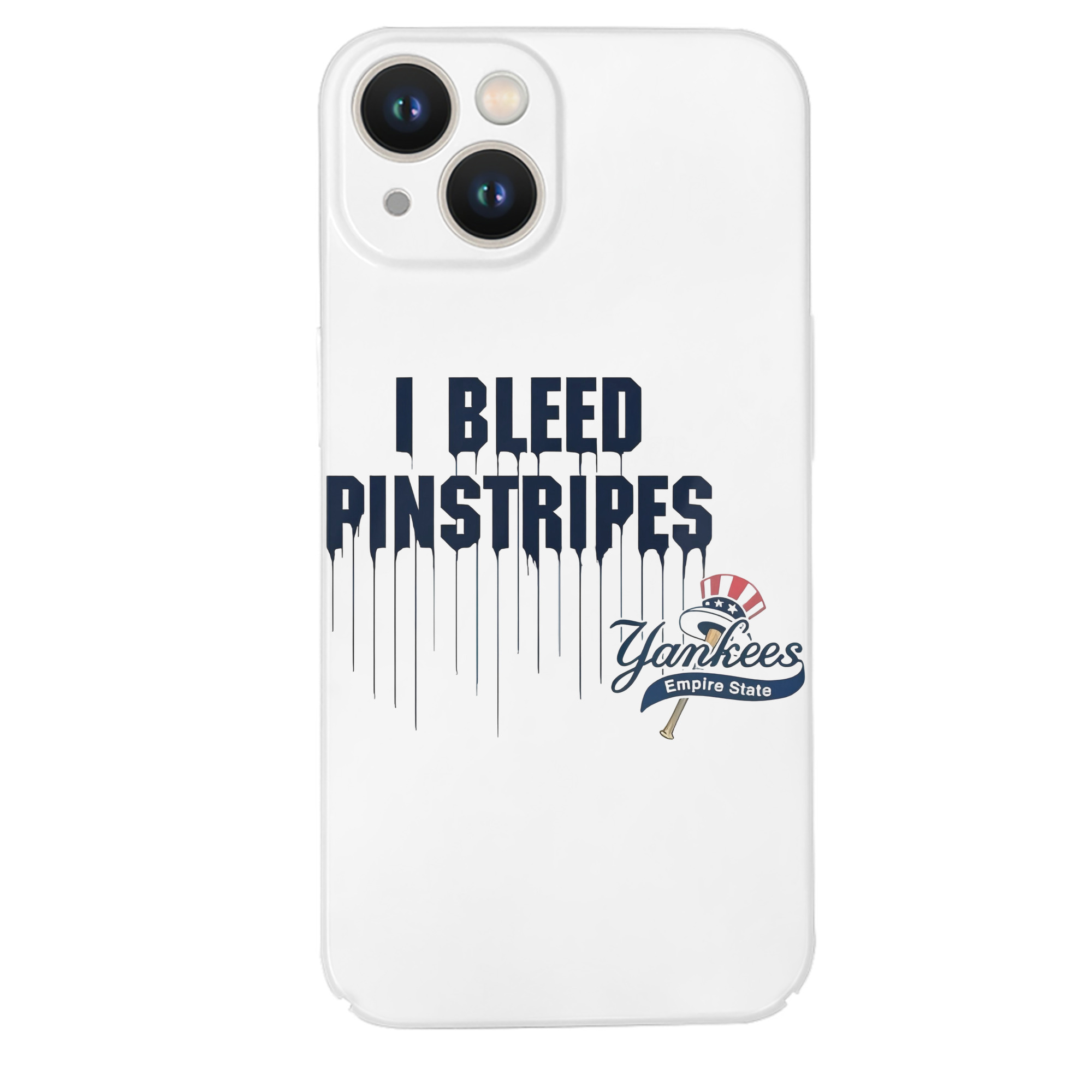 New York Yankees I Bleed Pinstripes IPhone 14 Series Full-Cover Hard Case – Shockproof With Raised Camera Protection – Precise Cutouts, Wireless Charging Compatible – Durable, Anti-Yellowing, Easy To Clean